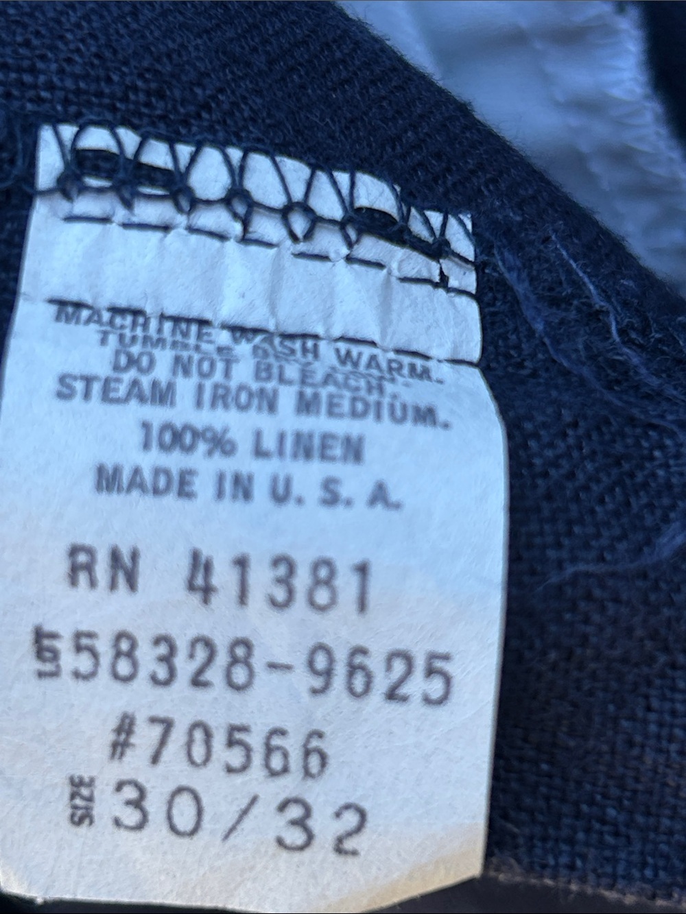 Vintage Polo Ralph Lauren Navy Blue Pleated Linen Trousers 30x32 RN 41381 - Picture 11 of 12